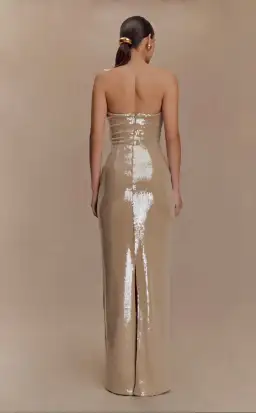 Winston Strapless Sequin Maxi Dress - Taupe for rent on The Volte - image 2