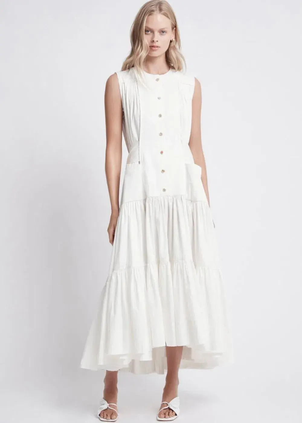 Aje The Hushed Maxi Dress White Size 8 for rent on The Volte - main image