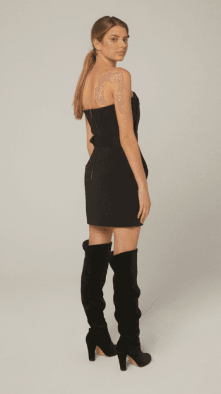 Asilio Belted Mini Dress Black Size 6 for rent on The Volte - main image