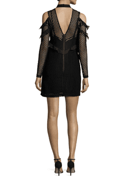 Self Portrait, mini black long-sleeve dress size 8 for rent on The Volte - image 3