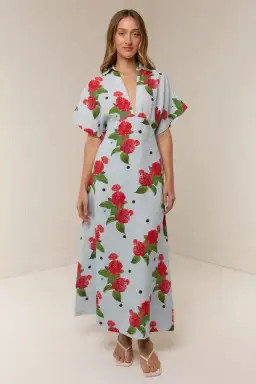 Palm Noosa Jasmine Midi Dress Sky Garden Size 14