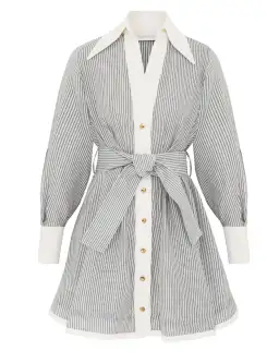 Zimmermann Hypnotic Tuck Mini Dress Stripes Size 1/ AU10