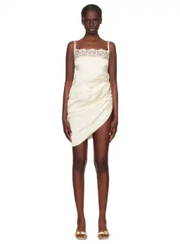 Jacquemus La Saudade Brodée Mini Dress in Off White Size 36 / AU 8