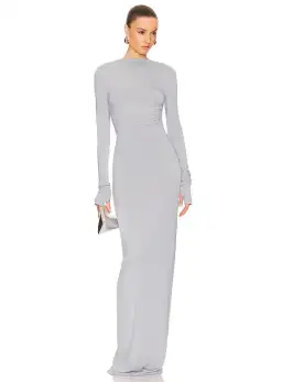 Helsa Jersey Backless Maxi Dress in Dove Grey Size 8