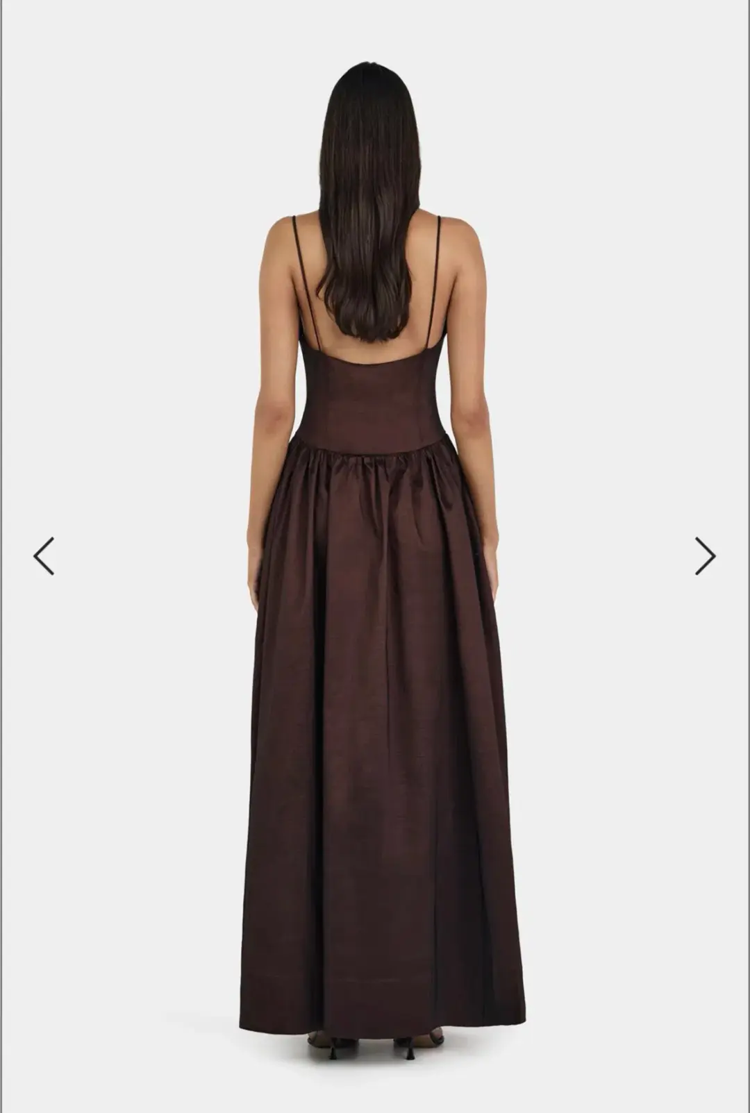 Hansen & Gretel Bellini Taffeta Gown Chocolate Size AU 8 for rent on The Volte - main image