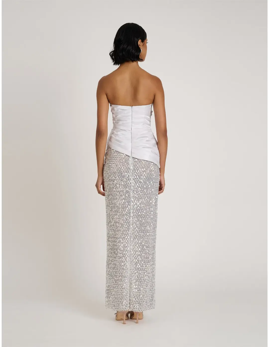 Eliya the Label Gia Maxi Gown Silver Size 8 for rent on The Volte - main image