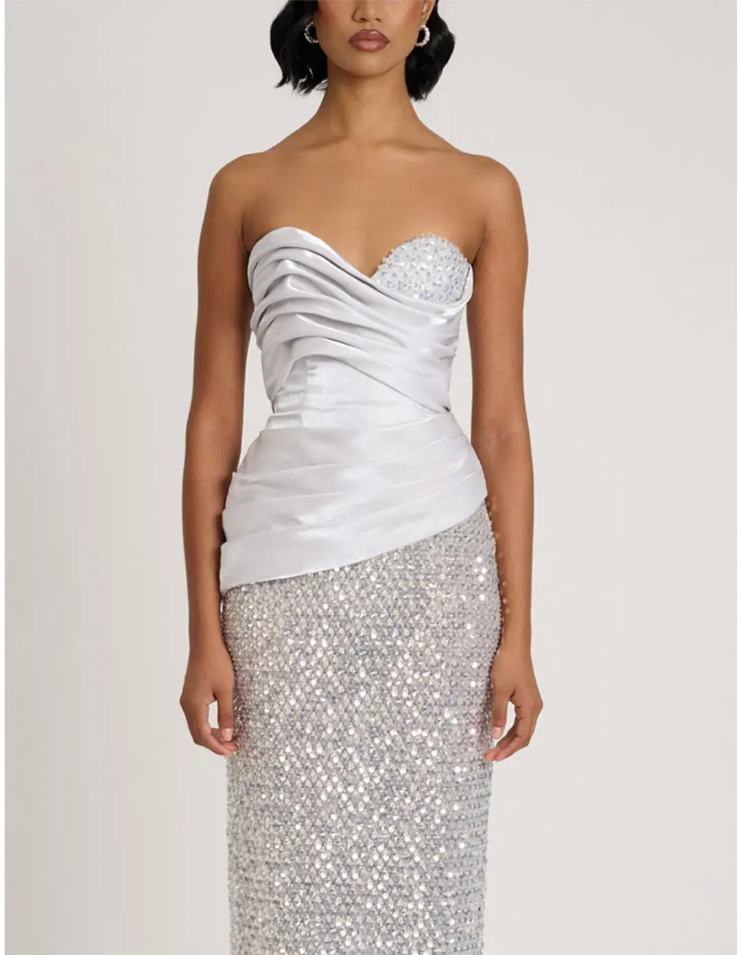 Eliya the Label Gia Maxi Gown Silver Size 8 for rent on The Volte - main image