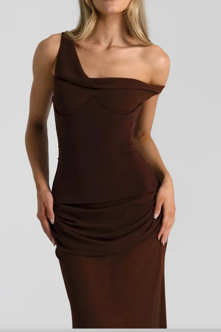 Natalie Rolt Cadence Maxi Gown Brown Size 8 for rent on The Volte - main image