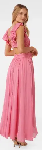 Forever New Selena Ruffle Shoulder Maxi in Pink Size 12 for rent on The Volte - main image