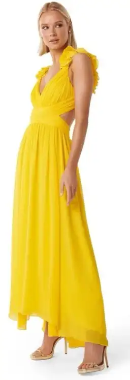 Forever New Selena Ruffle Shoulder Maxi in Yellow Size 10 for rent on The Volte - image 3