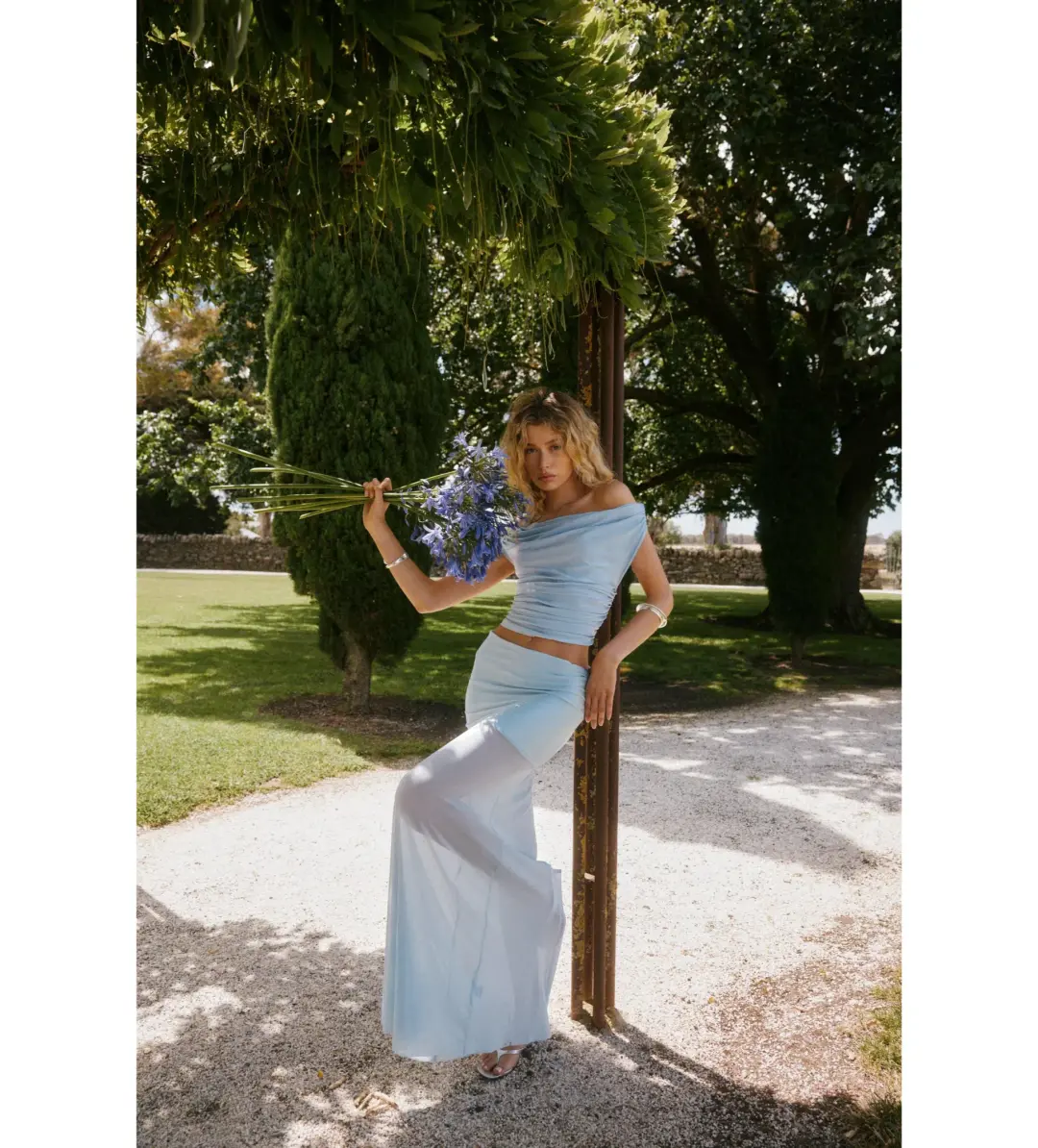 Ance Gria Grace Top & Skirt Set Sky Blue Size M AU 10 for rent on The Volte - main image