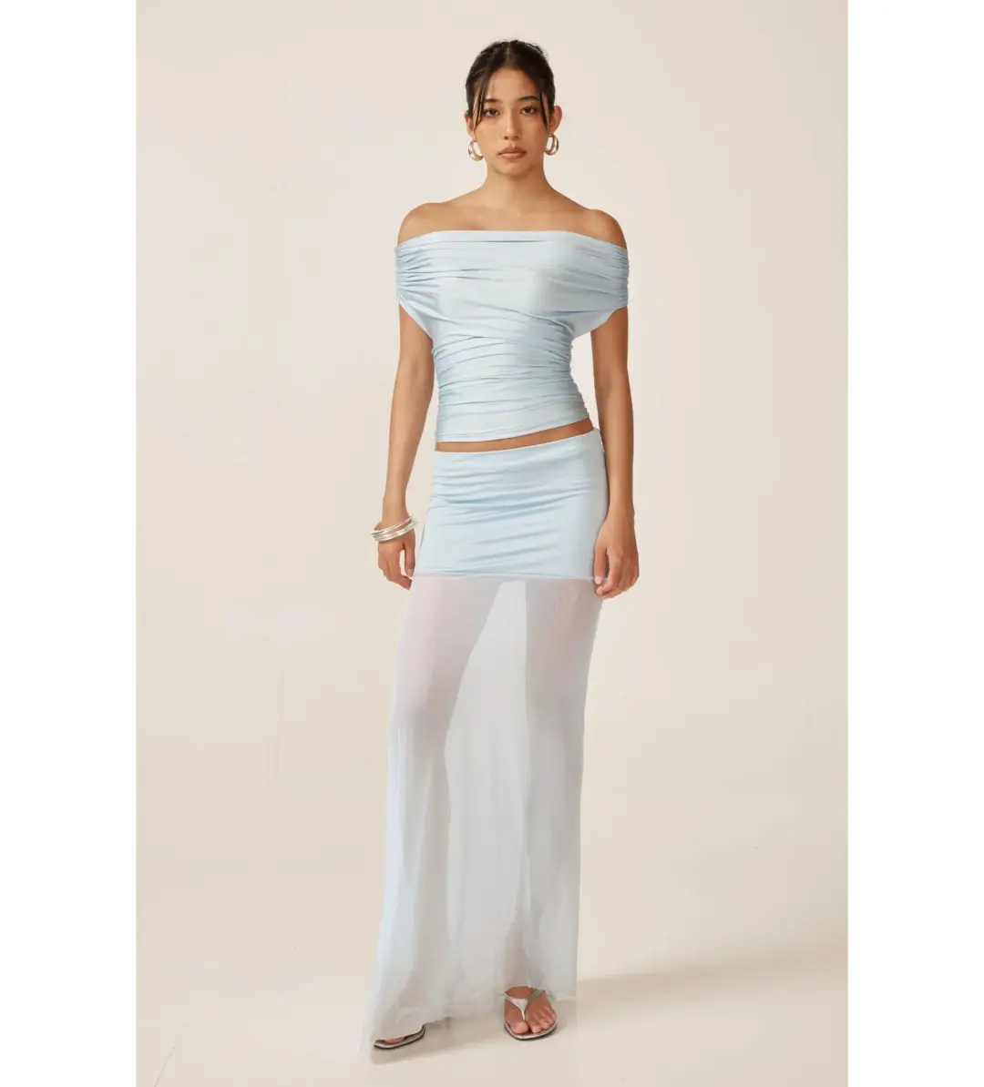 Ance Gria Grace Top & Skirt Set Sky Blue Size M AU 10 for rent on The Volte - main image