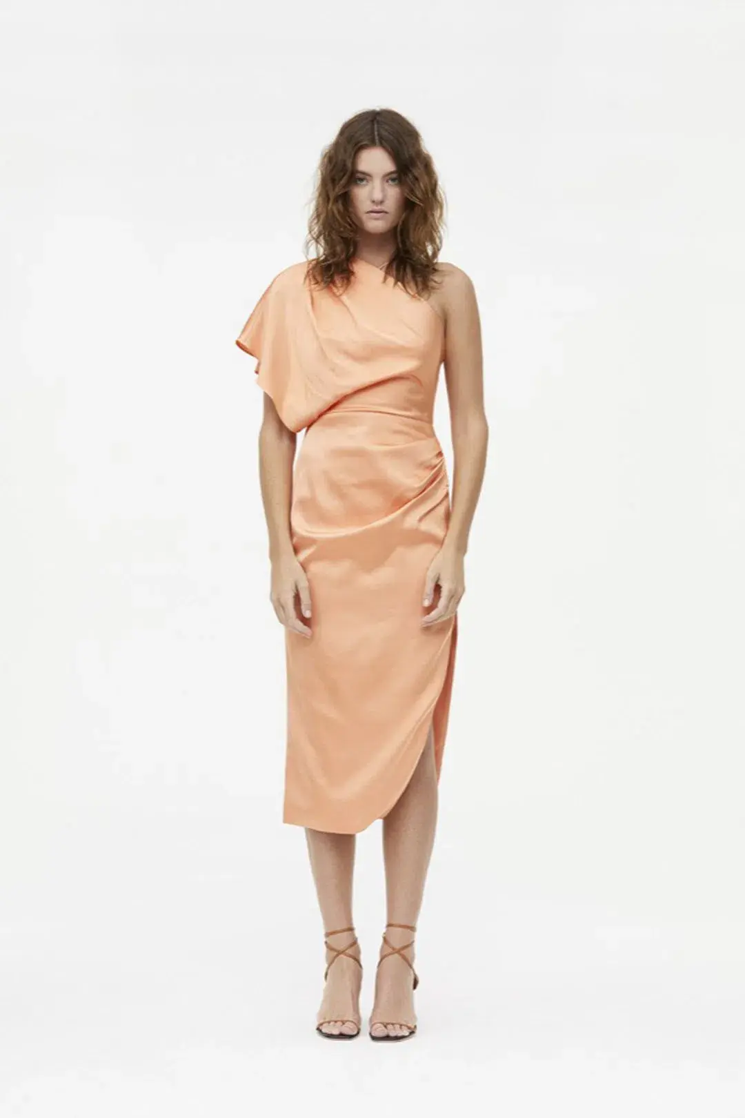 Manning Cartell Hi-Exposure Asymmetric Dress in Melon Size 8 for rent on The Volte - main image