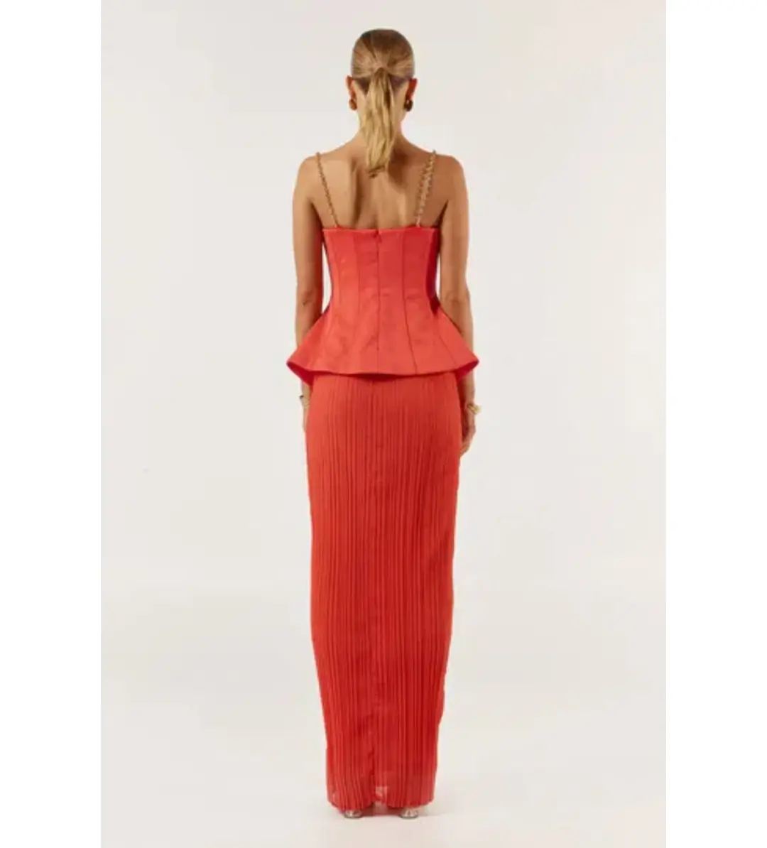 She is Olla Marcelle Maxi Dress in Tangerine Size M/AU 10 for rent on The Volte - main image