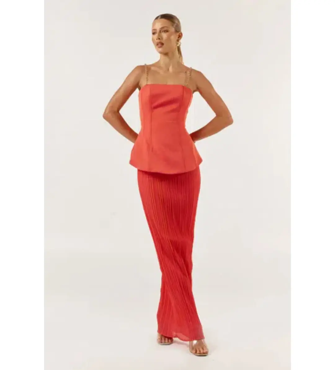 She is Olla Marcelle Maxi Dress in Tangerine Size M/AU 10 for rent on The Volte - main image