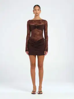 Benni Oskar Mini Dress Chocolate Size AU 8