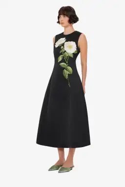 Leo Lin Cleo Embellished Sleeveless Midi Dress Black Size AU 14
