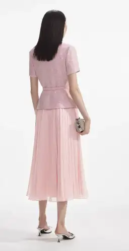 Self Portrait Pink Boucle Midi Dress Size 10 for rent on The Volte - image 3