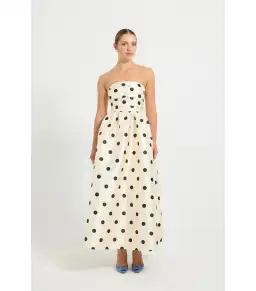 Pasduchas Dottie Strapless Midi Dress Polka Dots Size AU 10