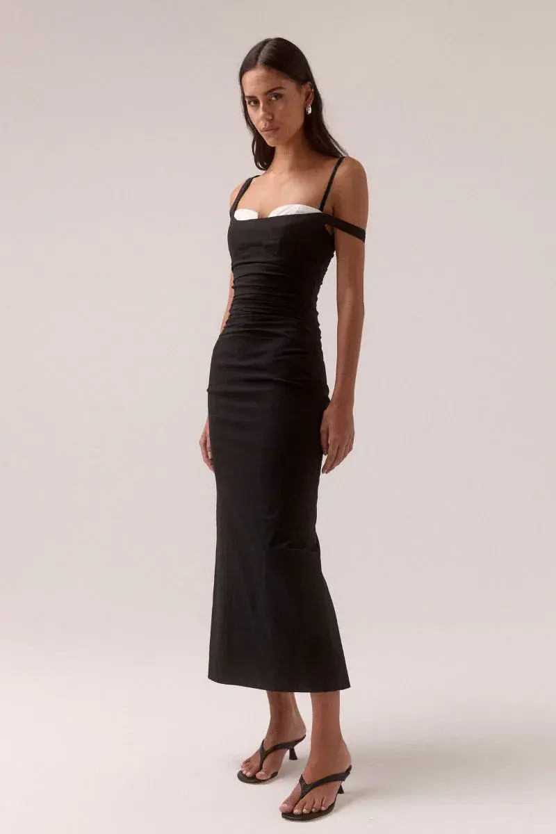 Sovere Lure Midi Dress Black Size 8 for rent on The Volte - main image