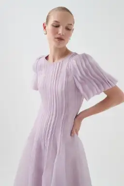 Aje Nova Pleated Midi Dress Lilac Size 14 for rent on The Volte - image 2