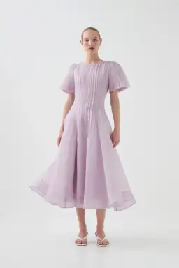 Aje Nova Pleated Midi Dress Lilac Size 14 for rent on The Volte - image 1