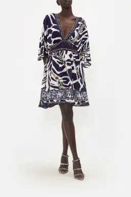 Camilla Short Waisted Dress, Wheres Your Head At Purple and White Size XL/AU 16 for rent on The Volte - image 1