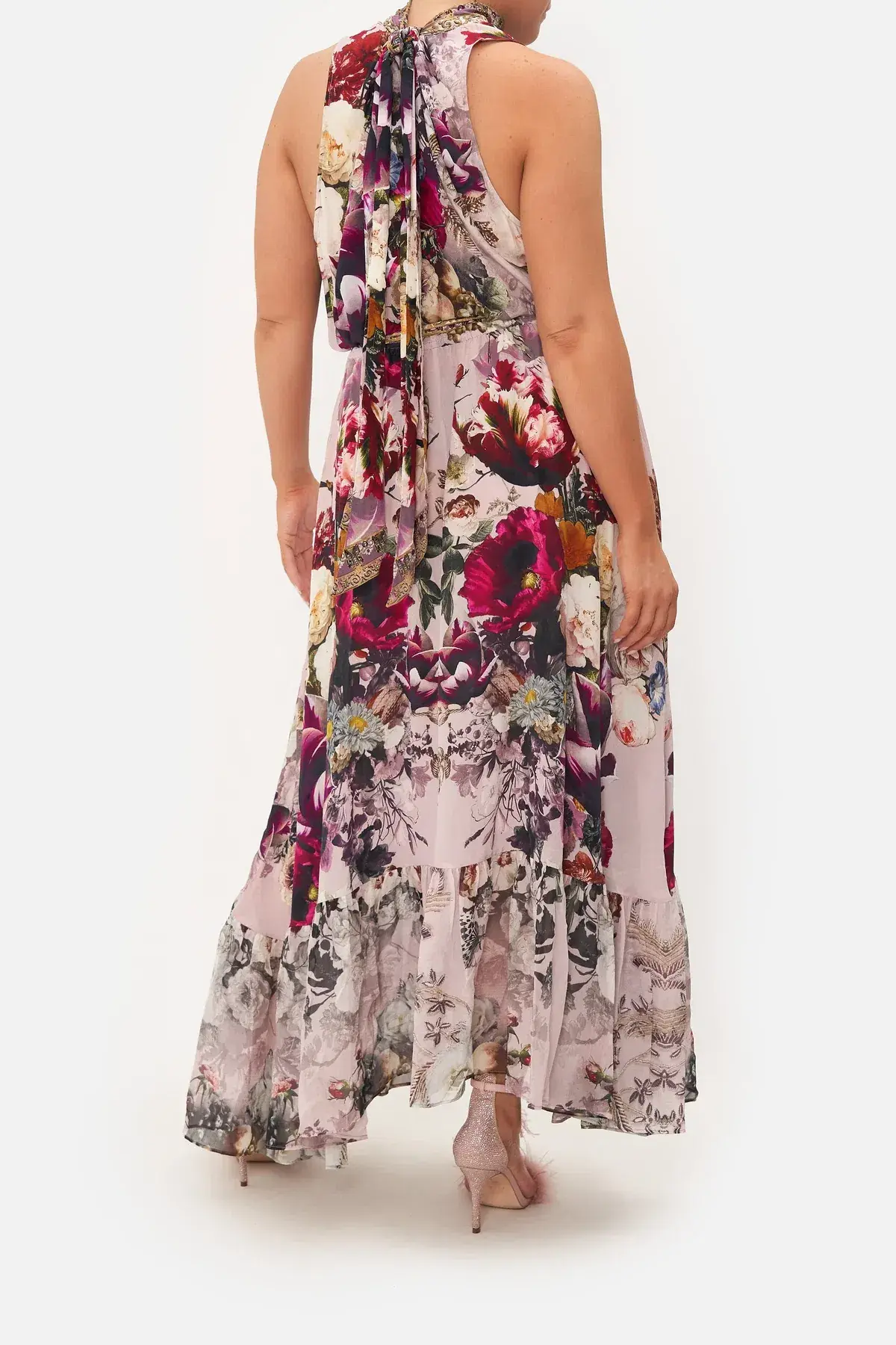 Camilla Necktie Dress with Elasticated Waist Gypsy Rose Floral Pink Size L/AU 14 - Image 3