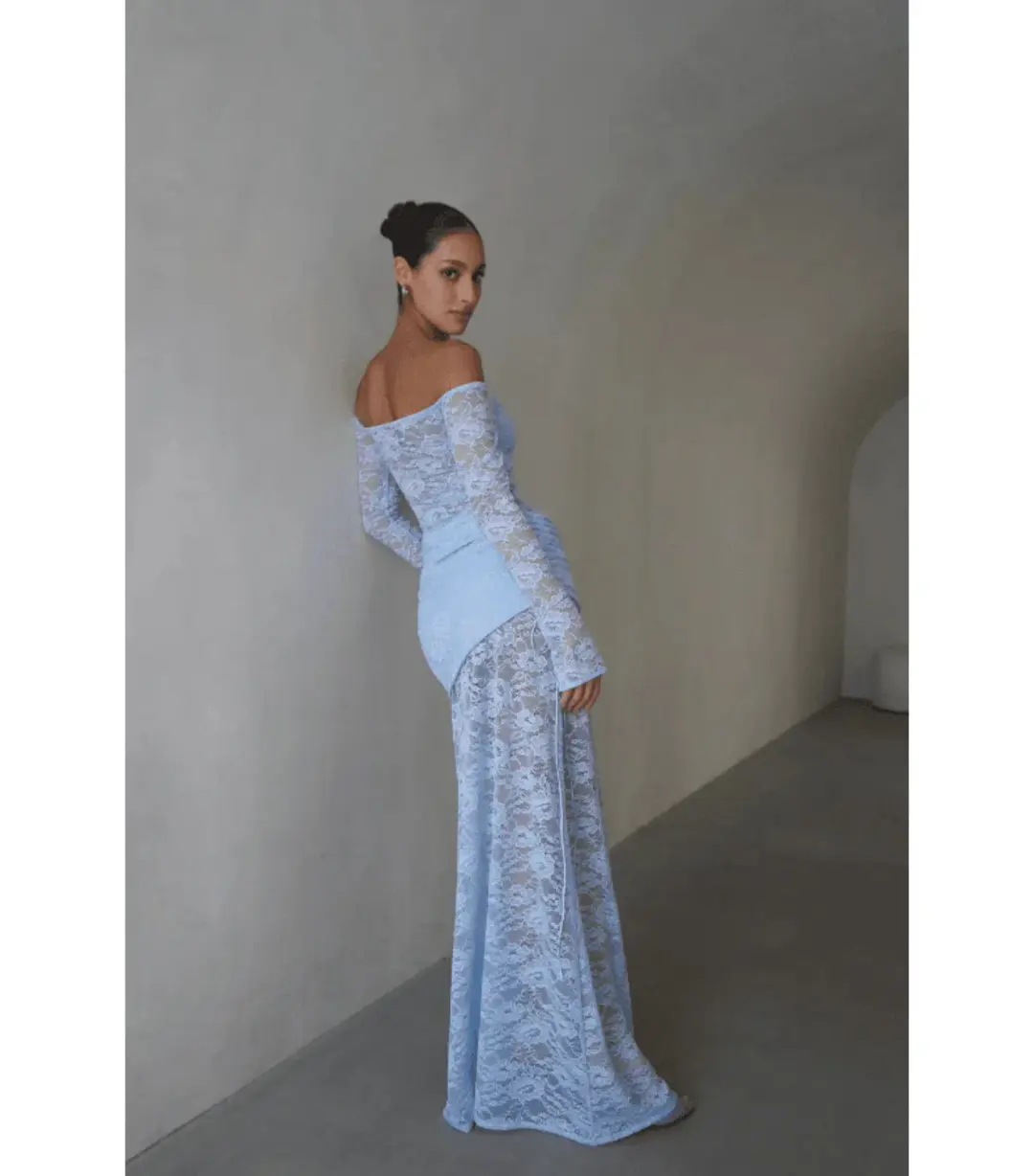Deconduarte Christiana Maxi Dress Powder Blue Size AU 12 for rent on The Volte - main image
