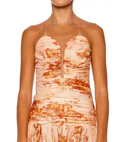 Zimmermann Cascadian Strapless Midi Dress Red Botanical Floral Size 1 / AU 10 for rent on The Volte - image 4