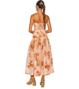 Zimmermann Cascadian Strapless Midi Dress Red Botanical Floral Size 1 / AU 10 for rent on The Volte - image 3