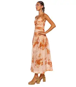 Zimmermann Cascadian Strapless Midi Dress Red Botanical Floral Size 1 / AU 10 for rent on The Volte - image 2