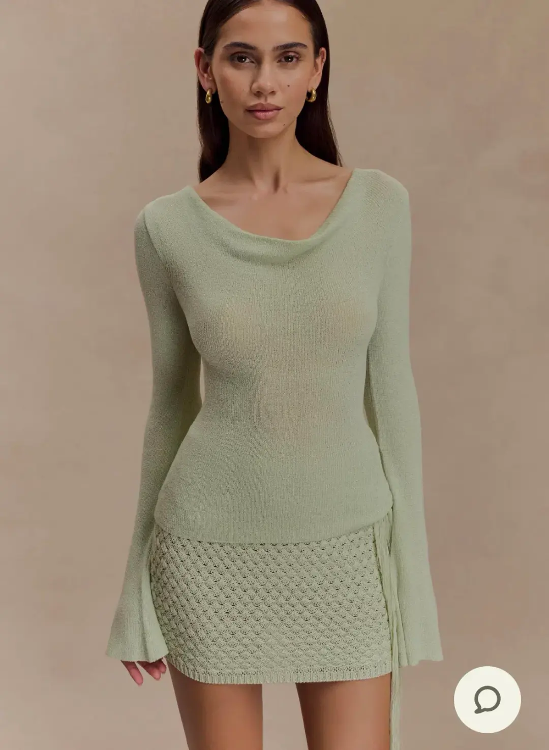 Meshki Green Crochet Elowen Top & Terrymae Skirt for rent on The Volte - main image