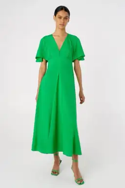 Oroton Cape Sleeve Midi Dress Green Size 10 for rent on The Volte - image 1