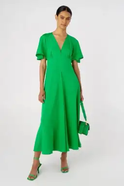 Oroton Cape Sleeve Midi Dress Green Size 10 for rent on The Volte - image 2
