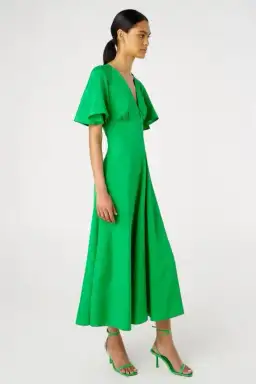 Oroton Cape Sleeve Midi Dress Green Size 10 for rent on The Volte - image 3