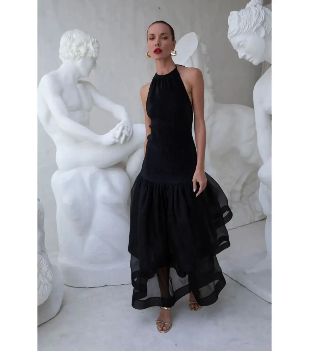 L'Idee Carrie Maxi Dress in Noir Size AU 10 for rent on The Volte - main image