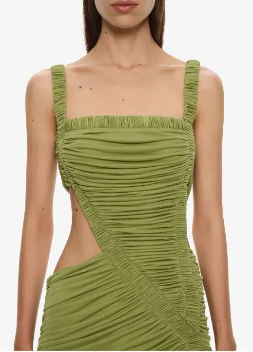 Christopher Esber Orion Separation Gown in Green Olive Size 8 for rent on The Volte - main image