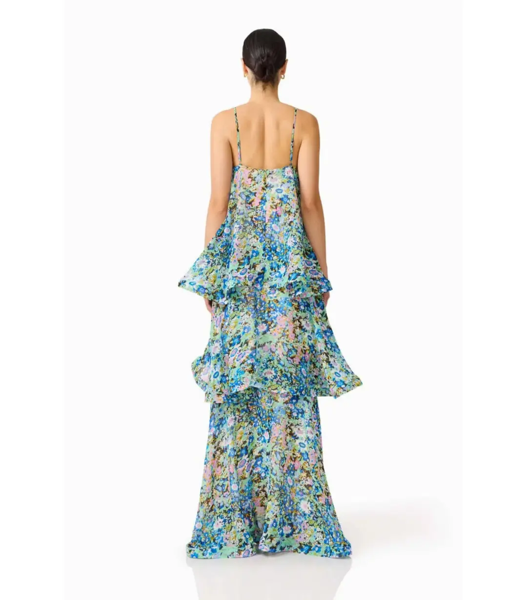 Elliatt Armani Tiered Maxi Dress in Blue Floral Size S / AU 8 for rent on The Volte - main image