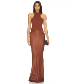 Camila Coelho Estrella Maxi Dress Nutshell Brown Size S / AU 8 for rent on The Volte - image 1