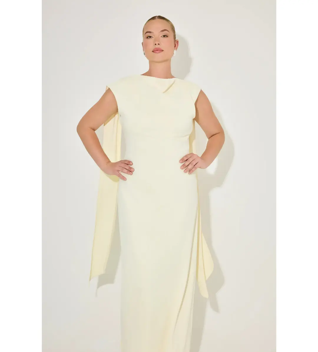Odd Muse The Ultimate Muse Drape Back Maxi Dress Butter Cream Size 8 for rent on The Volte - main image