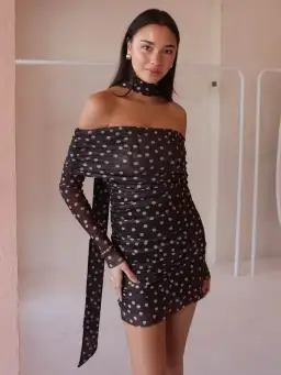 By Nicola By Nicola Boston Mini Dress Chocolate Polka Size 8 for rent on The Volte - image 1