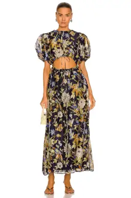 Sir the Label Lilian Puff Sleeve Midi Dress Delia Print Size 2 / AU 10 for rent on The Volte - image 1