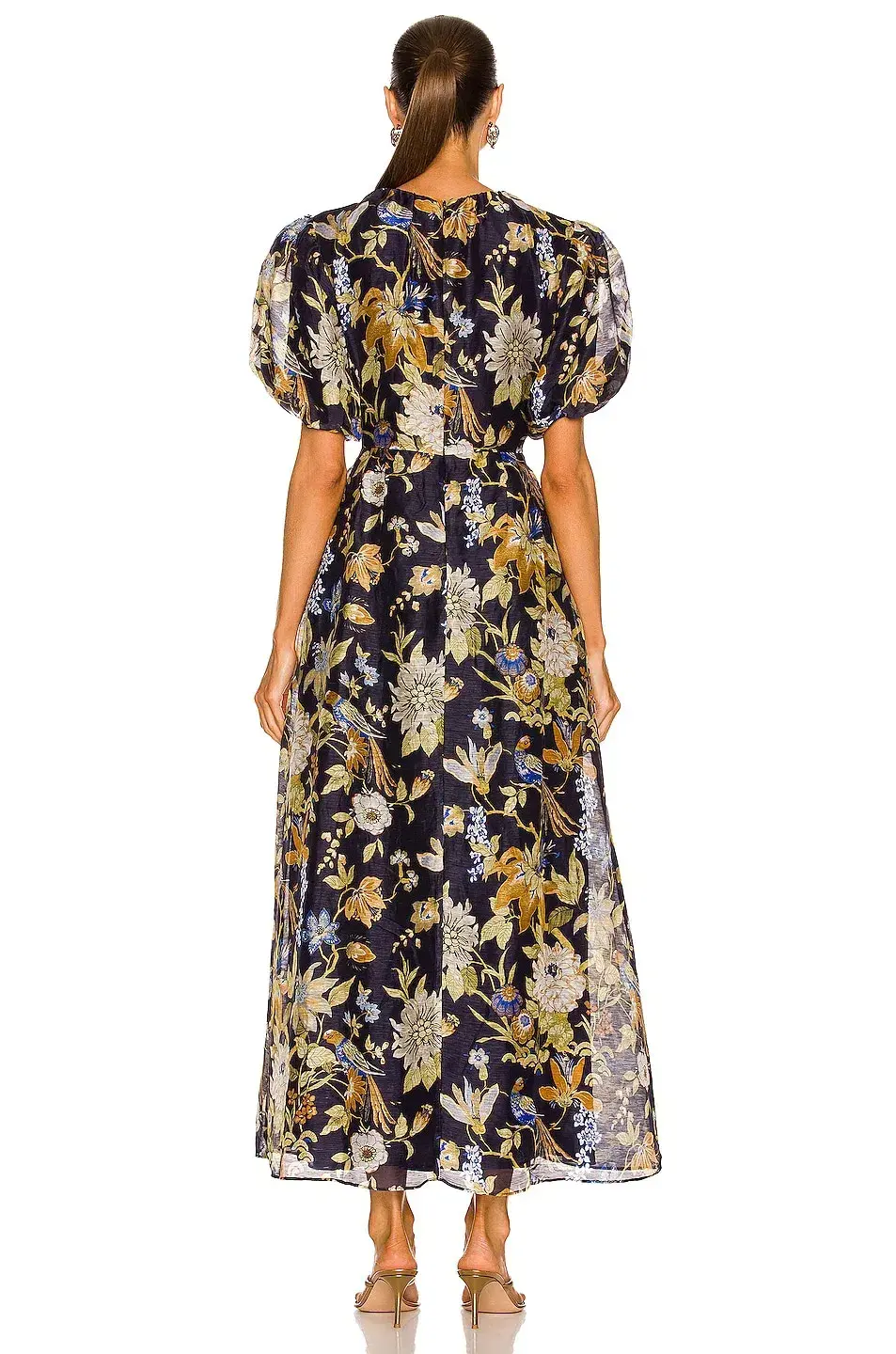 Sir the Label Lilian Puff Sleeve Midi Dress Delia Print Size 2 / AU 10 for rent on The Volte - main image