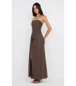 Bec & Bridge Ida Strapless Maxi Gown in Chocolate Brown Size AU 6 for rent on The Volte - image 2