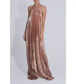 L'idée Deesse Gown Maxi Dress in Rose Quartz Shimmer Size AU 10 for rent on The Volte - image 1