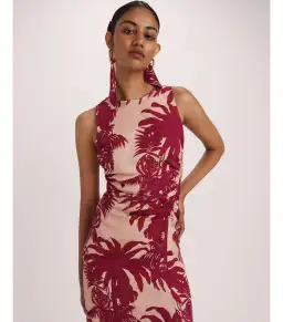 Saba Brielle Midi Dress Red Multi Size AU 12 for rent on The Volte - image 2