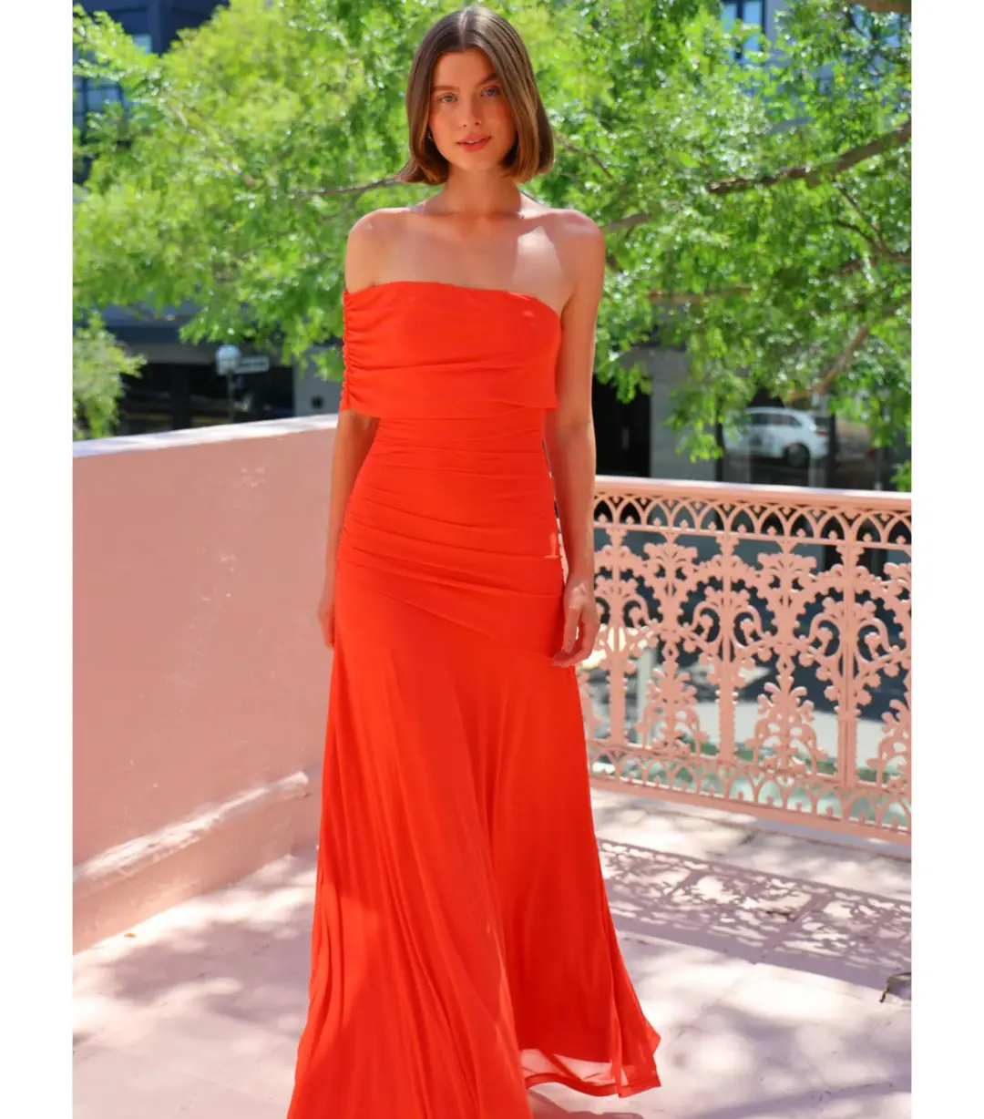 By Nicola Fiesta Off Shoulder Maxi Dress in Fiesta Size AU 6 for rent on The Volte - main image