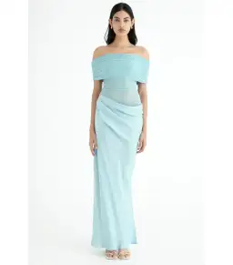 Benni Nico Off Shoulder Maxi Dress Aqua Size AU 6 for rent on The Volte - image 1