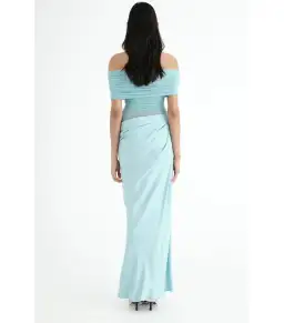 Benni Nico Off Shoulder Maxi Dress Aqua Size AU 6 for rent on The Volte - image 3